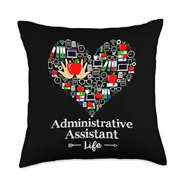 Administrative Assistant Life By May Administrative Assistant Life Heart Funny School Teacher Throw Pillow, 18x18, Multicolor