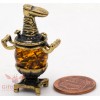 Solid Brass Amber Figurine of Russian Samovar Teapot Totem talisman