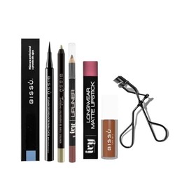 Kit de Maquillaje - Incluye Rímel a Prueba de Agua + Plumin Delineador Bissú + Tintaline Champagne + Lapiz Delineador y Labial IVY Mate + Lip Oil con 
