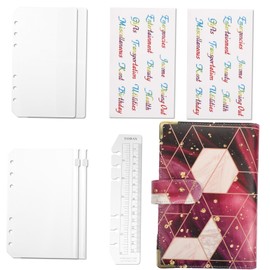 TEHAUX Budget Binder Money Organizer A6 Size Marble Notebook Zipper Envelopes Money Saving Binder