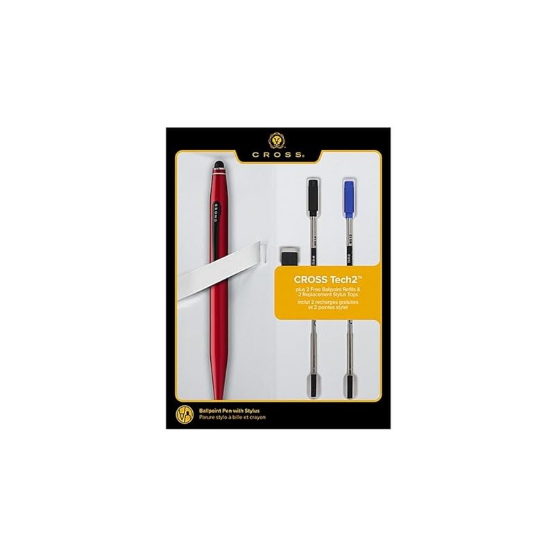 Cross Tech2 Matte Red Refillable Ballpoint Pen with 2 Ballpoint