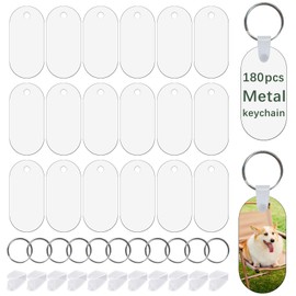 GEKIXUTP 180 Pcs Metal Sublimation Keychain Blanks Bulk,Double Sided Sublimation Blanks Keychain Heat Transfer Keychain Blanks,Sublimation Ornament Blanks（Oval）
