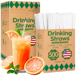 Delxo 1000 Count Individually Wrapped Clear Plastic Straws - 7.75 Inch Long, 0.23 Inch Diameter - Disposable Drinking Straws for Party, Every Occasion - Made in USA