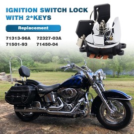 Ignition Switch Lock with 2*Keys Compatible with Harley-Davidson Road King Dyna Softail,Round Key Ignition Switch Replace for 71501-93 71313-96