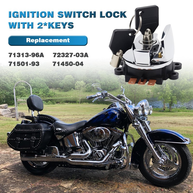 Ignition Switch Lock with 2*Keys Compatible with Harley-Davidson Road King