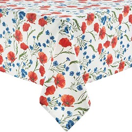 REDBEST Tablecloth 100% Cotton Poppy Size 110 x 140 cm - Robust, Smooth Fabric with Envelope Hem, Cornflower, Flowers (Other Sizes)