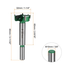 HARFINGTON Forstner Drill Bit 1-1/4" (32mm) Carbide Upgraded 3 Flutes Wood Hinge Drill Bits Opener Cutter for Hole Drilling Woodworking, Green