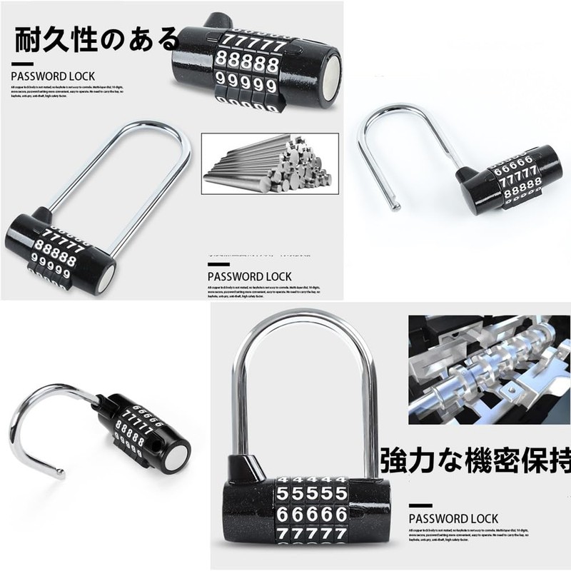 YAVINCOL 3 Pcs Password Lock, Padlock, Door Lock, U-shaped Lock,