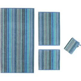 Cawö Home Hand Towels Luxury Home Multistripe 601 Blue - 14 Bath Towels 80 x 150 cm