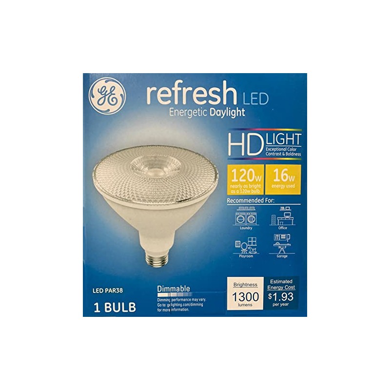 (1 bulb) GE 36913 refresh LED Par38, Dimmable, 120 watt