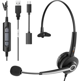 Wantek USB Headset, Laptop Headphones with Microphone, PC Phone Headphones, Headset Jack Plug for HD Calls and Noise Cancellation, Headset for Call Center with Volume Control (NUSB681)