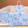 Honoson 24 Pcs Blue White Floral Paper Gift Bags with