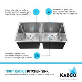 KABCO 18 Gauge 31 Inch Double Bowl Undermount Stainless Steel Kitchen Sink with 2 Pieces Sink Accessories, Rust Resistant Sound and Heatproof Laser Cut Tight Radius Sink for Indoor or Outdoor Kitchens