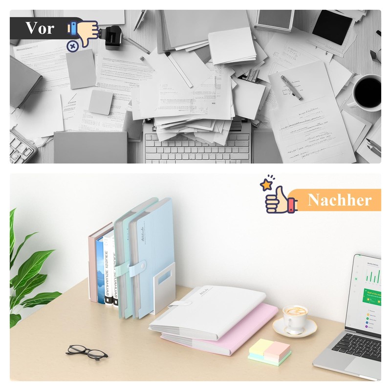 Smarpau Expanding File A4, 12 Compartments, Expandable File Folder, A4