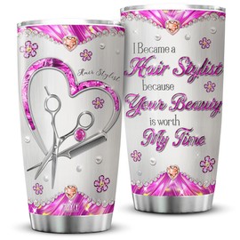 ZOXIX Hair Stylist Tumbler With Lid 20oz Jewelry Style Cute Hairdresser Gifts Cup For Women Stainless Steel Mug Esthetician Beauty Salon Owner Cosmetologist Graduation Gift For Her