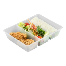 Restaurantware Take Out Box Inserts 50 Pack of 40 oz 3-Compartment Take Out Container Trays Microwavable Leak-Resistant for Hot and Cold Foods Tacos White Plastic Portion Divider Insert Trays