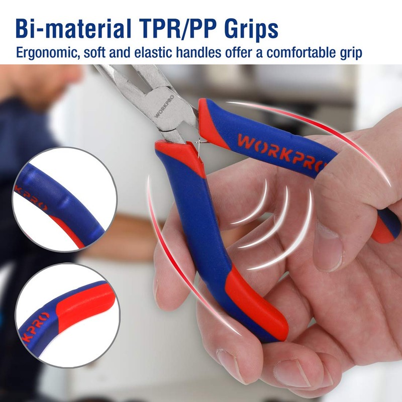 WORKPRO 6-piece Mini Pliers Set - Needle Nose, Diagonal, Long