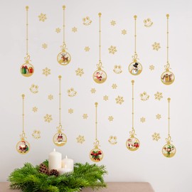 WALPLUS 160x60cm Christmas Decorations Wall Stickers Matt Gold Christmas Ornaments Wall Stickers Wall Art Window Display Clings Display Decals Living Room Living Room Bedroom DIY Gift
