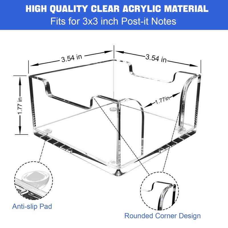 XQIGI Acrylic Sticky Note Holder for 3 x 3 Post