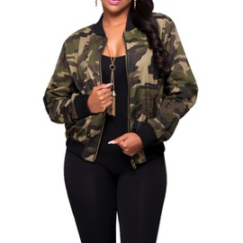 Sexycherry Faddish Military Casual Camouflage Lightweight Thin Short Jacket Coat For Women,Camouflage,X-Large