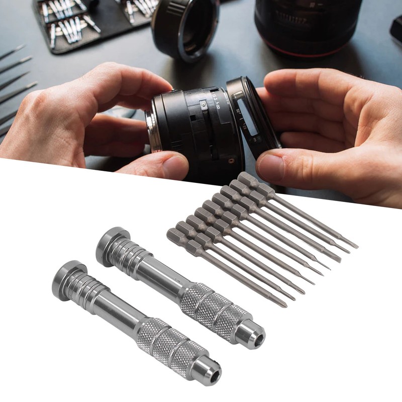 Steel Slotted Screwdriver Set with 9 Bits 2 Handles Hand