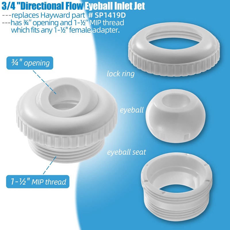 Pool Jet Nozzles, 3/4" Directional Flow Eyeball Inlet Jet Fitting
