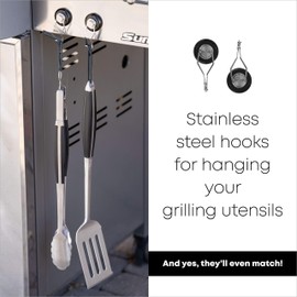 Magnum Grill Grilling Accessories 3 Piece BBQ Tools Set with 18" Grill Tongs for Cooking, BBQ Grill Mat and Extra Strong Magnetic Hook for Hanging on Barbeque - Heavy Duty Metal Tongs Grill Set