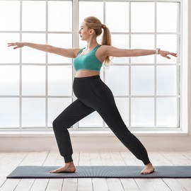 Geyoga 3 Pack Womens Maternity Pants Over The Belly Stretchy Pregnancy Sweatpants Comfy Pregnancy Joggers with Pockets (Black, Large)