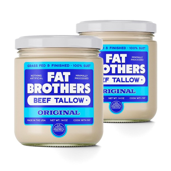Fat Brothers Original Grass-Fed Beef Tallow, USA Made and Sourced,
