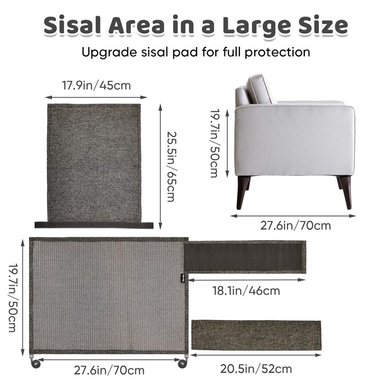 NATUYA Cat Scratch Furniture Couch Protector - Large Sisal Cat