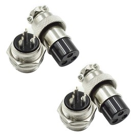 Hxchen Conector de panel hembra de metal de 3 pines GX20-3P, enchufe de aviación plateado (2 juegos)