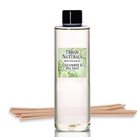Urban Naturals Cucumber Sea Salt Reed Diffuser Oil Refill Kit | Fresh, Crisp Cucumber, Agave Leaves & Sea Salt | Essential Oil Room Scent + Replacement Reed Sticks | Made in The USA