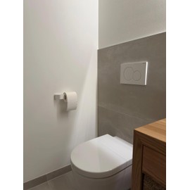 Homemetall Toilettenpapierhalter ohne Bohren Schwarz - Klopapierhalter zum Kleben - WC-Rollenhalter pulverbeschichtet aus hochwertigem Aluminium - WC-Papierhalterung selbstklebend
