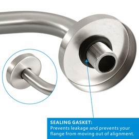 Voolan Shower Arm with Flange and Teflon Tape, Extension Shower Head Arm for Bathroom Fixed Shower Head, Solid Stainless Steel, Wall Mounted (10 Inch,Brushed Nickel)