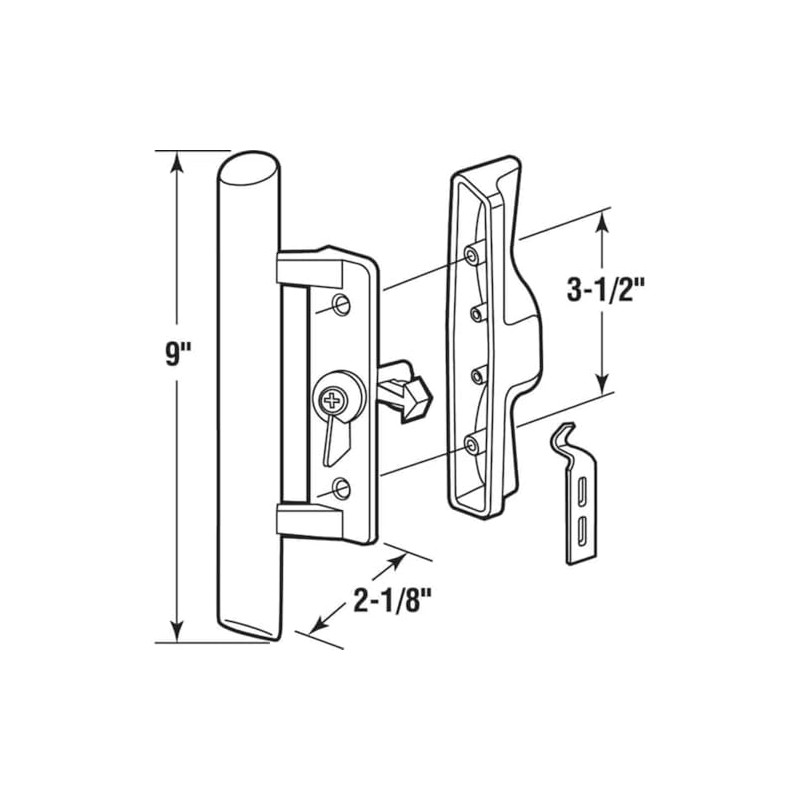 Easy Fix Hardware 9" Sliding Patio Glass Door Handle Set