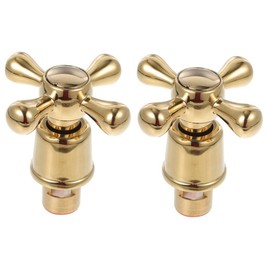 DOITOOL Faucet Tap Handle Cross Arm Faucet Handle Tap Head Replacement Faucet Knob 2pcs Stainless Steel Golden Open Quickly Cross Faucet Tap Sink Accesorios