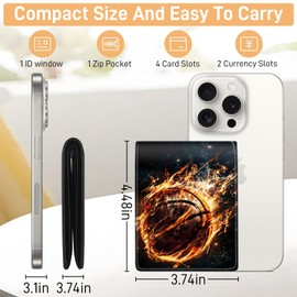 Teen Boys Wallet for Kids - Basketball Kids Wallet for Boys Leather Credit Id Card Cash Holder Rfid Blocking Zipper Cool Funny Wallets with Coin Pocket Id Window Bifold Sports Wallet for Boys Men