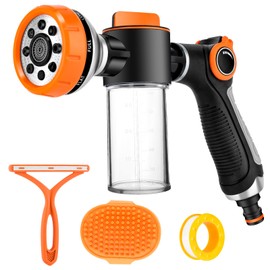 VEEVIIY Dog Wash Hose Attachment, 8-in-1 Sprayer Mode Garden Hose Nozzle Water Hose Nozzle Foam Sprayer with Soap Dispenser Bottle for Pet Showe, Wate Plants, Car Wash, Bath Tool