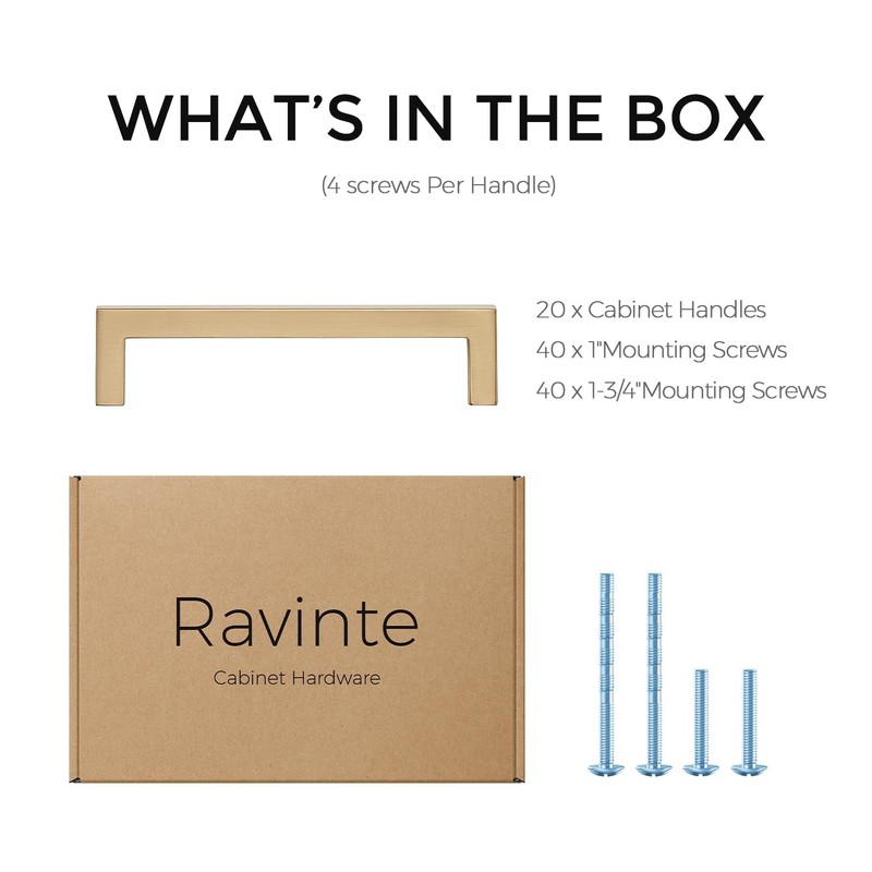 Ravinte 20 Pack Solid 4 Inch Hole Center Slim Square