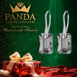 Earrings 925 Silver Hanging for Women Earrings with Rectangular Crystals Stone 12 Birthstone Jewellery for Her Earrings Girls Gift Mother's Day, Sterling Silver, Crystal