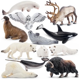 Toymany 12 Piece Animal Figure, Arctic Animal Figure Set, Realistic Polar Animal, Model, Popular Animal, Toy, Birthday Gift, Ornament, Christmas, New Year Collection, Ages 6 and Up