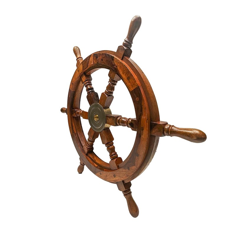 Treasure Gurus Wooden Antique Maritime 24" Captains Shipwheel Ships Wheel