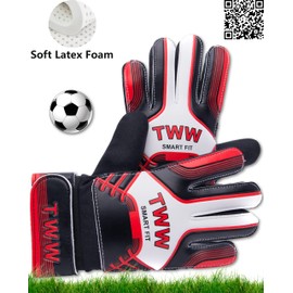 TheWhiteWater Kids Goalkeeper Gloves – Soft Latex for Protection & Super Grip – Size 2-8 Unisex Smartfit Football Gloves – Adult Boys Girls Junior Sports Training Goalie Gloves (Size 7, Red)