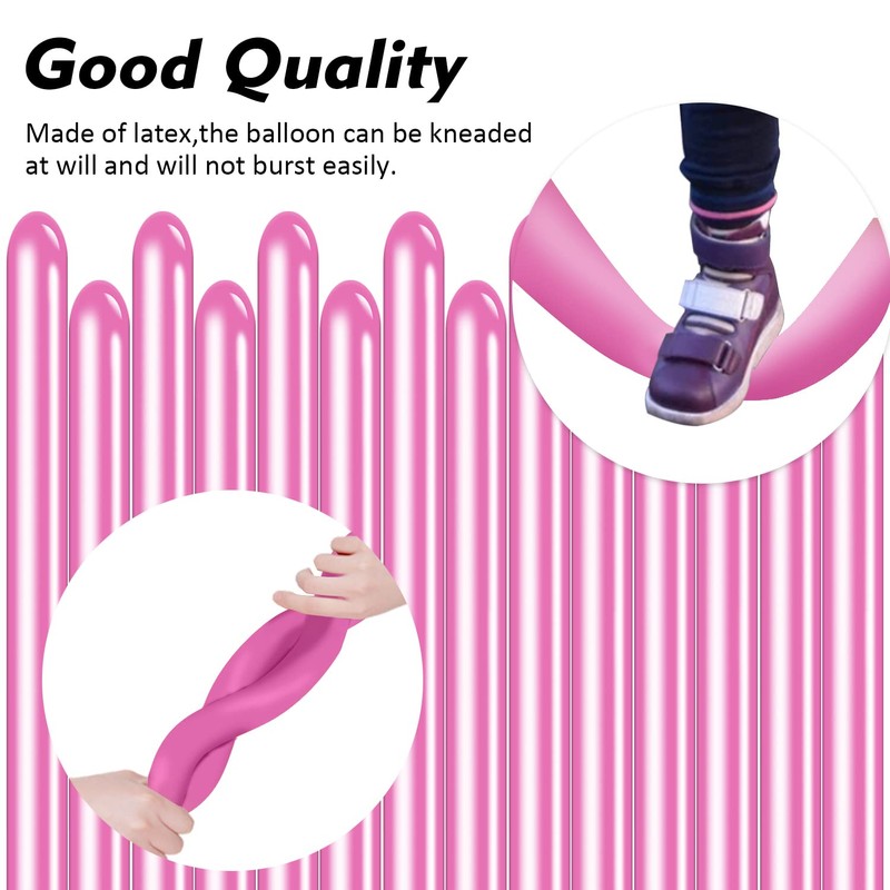 Rimobul Solid Color Twisting Balloons - Pack of 100 (Pink)