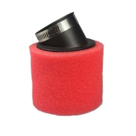 TDR Red 48mm Dual Foam Pod Air Filter Angled Fitting for Dirt Bike Quad Bike ATV Buggy High Flow 45 Degree Neck