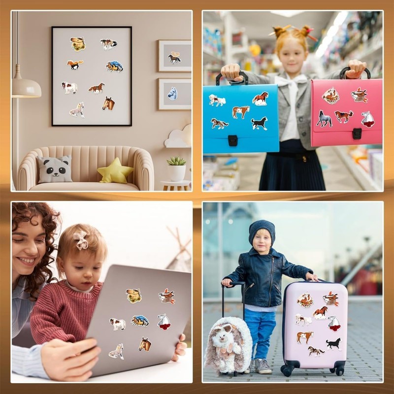 RODISHOMM 50 Piece Horse Sticker Set - Shiny and Waterproof