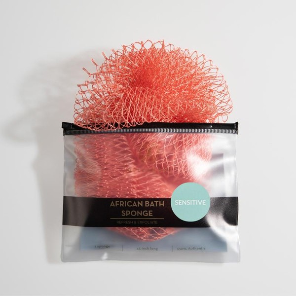 Bellanomi African Exfoliating Net Sponge for SENSITIVE SKIN Bath Sponge:_Blush