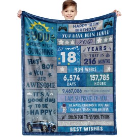 Xinvery 18th Birthday Gifts for Boys,18th Birthday Decorations Boys 18 Year Old Boy Birthday Gifts Happy Birthday Gifts Blankets Best Gifts Ideas for Teen Boy Throw Blankets 50"X60"
