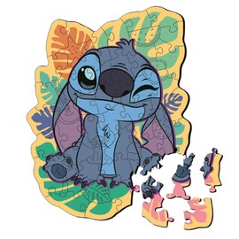 Trefl 20281 Wooden Puzzle: Lilo & Stitch, The Funny Stitch, 50 Pieces, Wooden Puzzle, Irregular Shapes, 10 Figures, for Children from 5 Years, Multicoloured