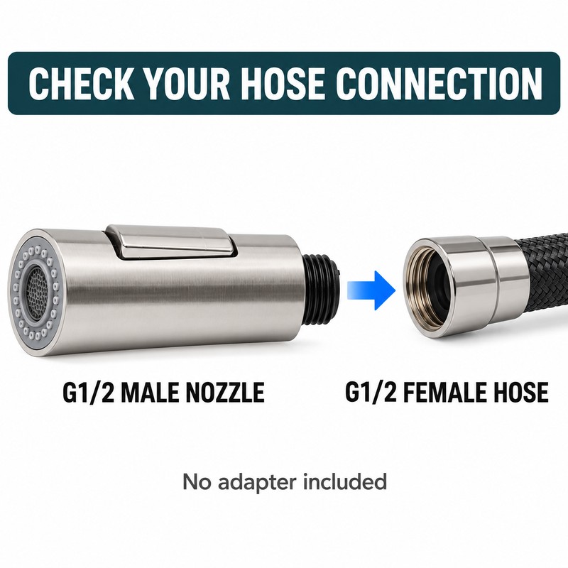 G1/2 Pull-Out Kitchen Faucet Sprayer Head, 2-Mode ABS Replacement Nozzle
